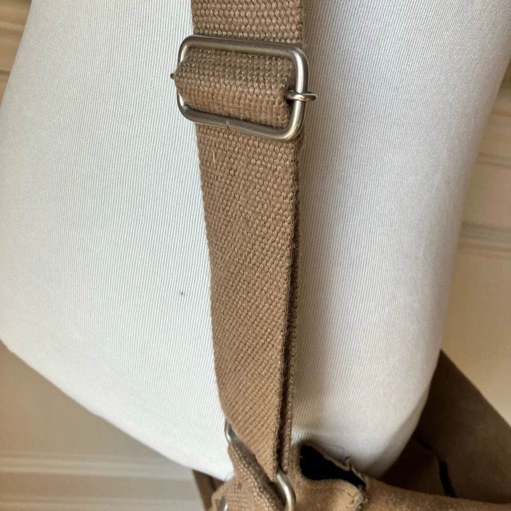 Tan suede laptop bag